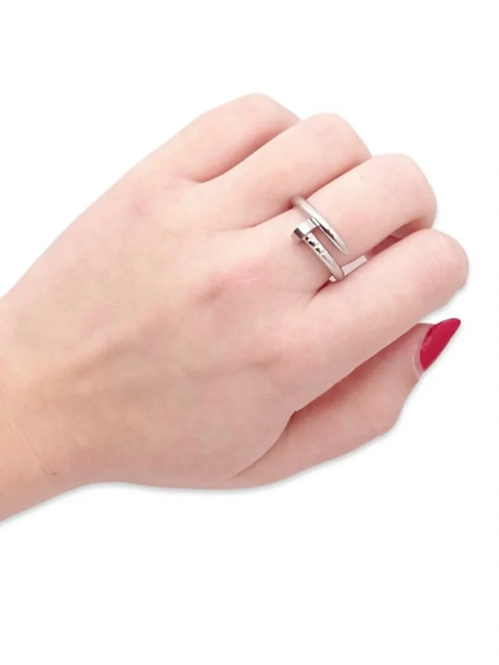 Generic Silver Stainless Steel Nail Cuff Ring